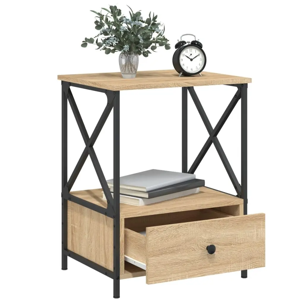 Bedside Tables Industrial Style Brown 50x41x65 cm Engineered Wood 2 Piece