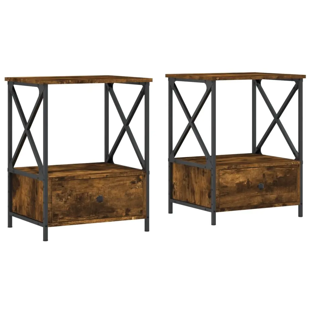 Bedside Tables 2 pcs Brown 50x41x65 cm Nightstand Storage Engineered Wood