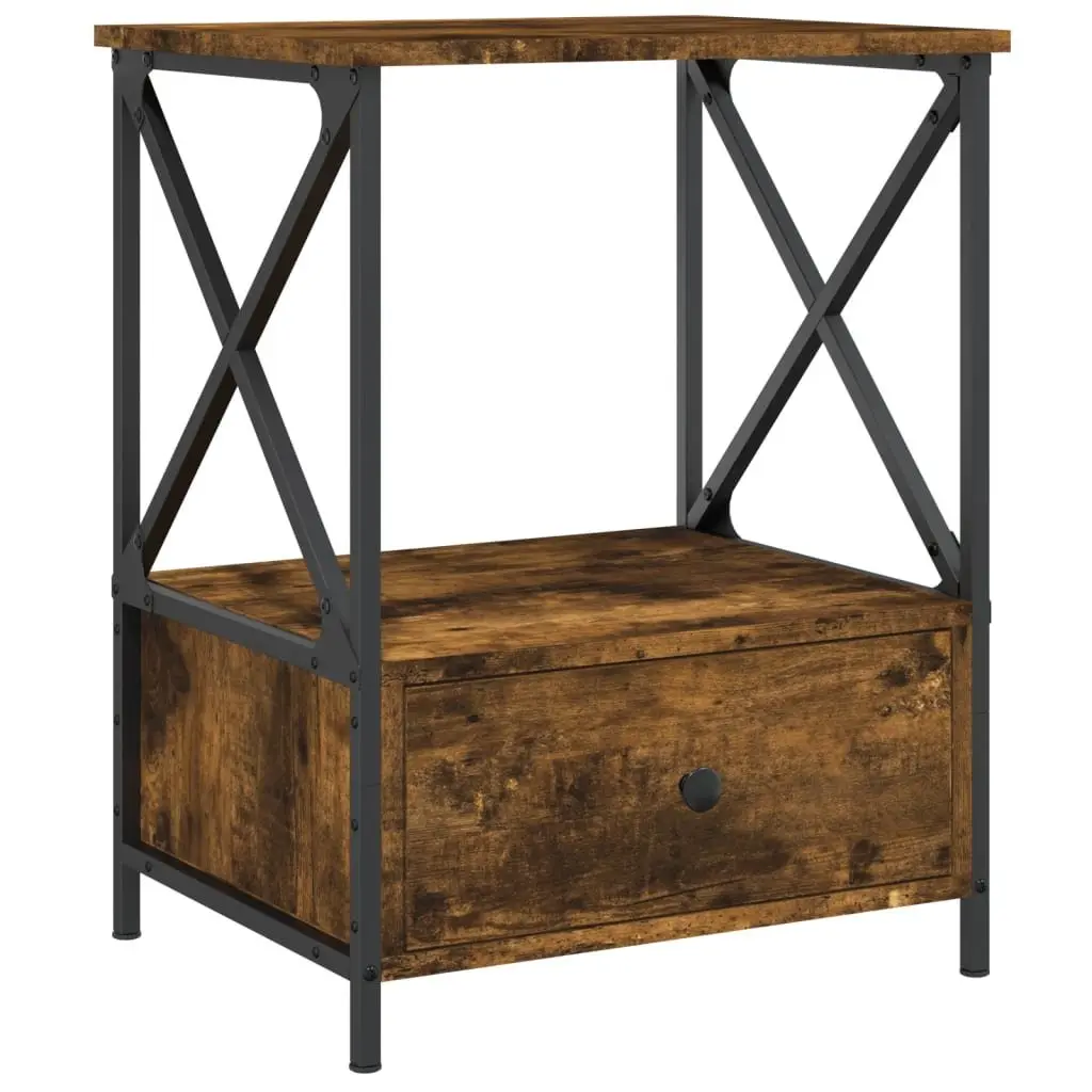Bedside Tables 2 pcs Brown 50x41x65 cm Nightstand Storage Engineered Wood