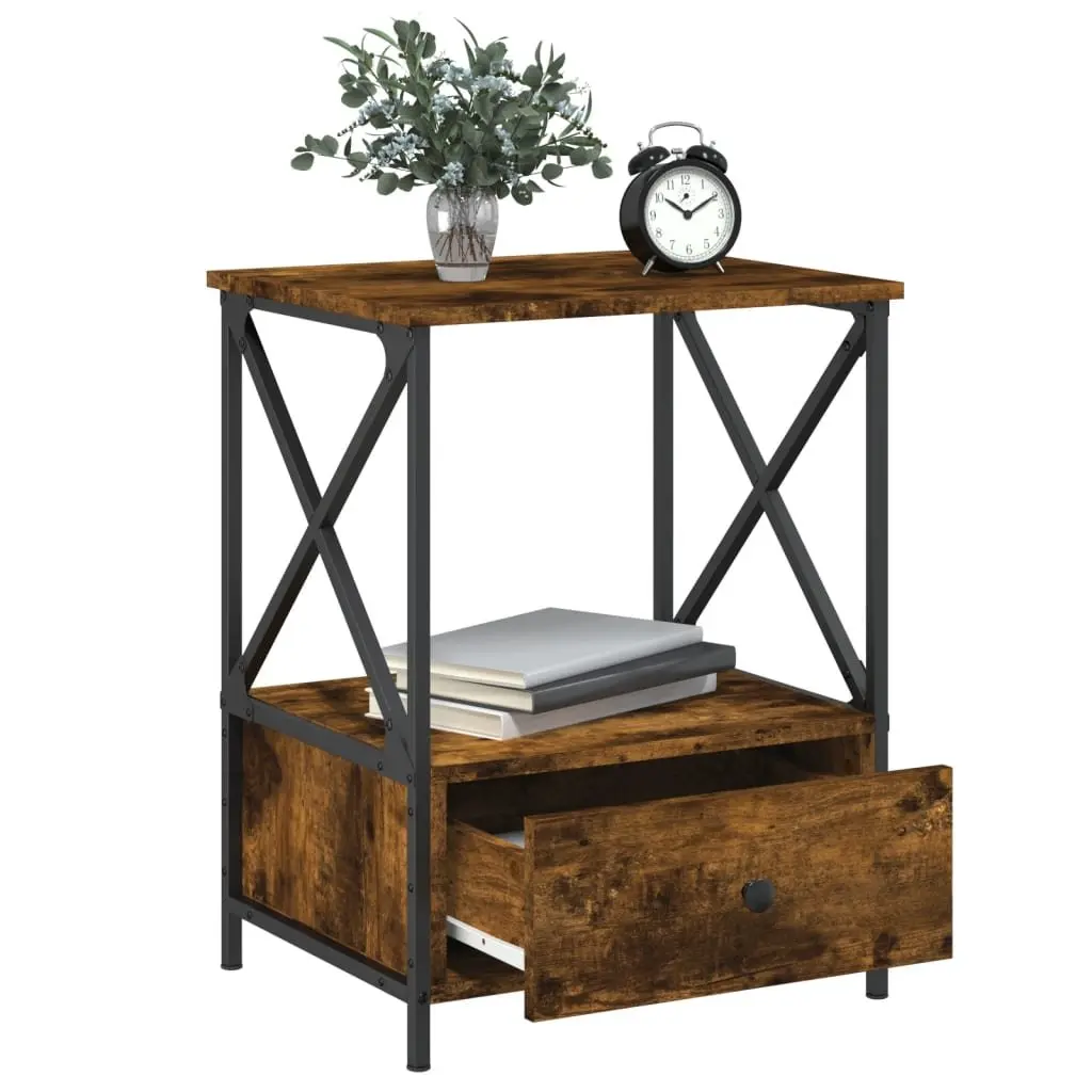 Bedside Tables 2 pcs Brown 50x41x65 cm Nightstand Storage Engineered Wood