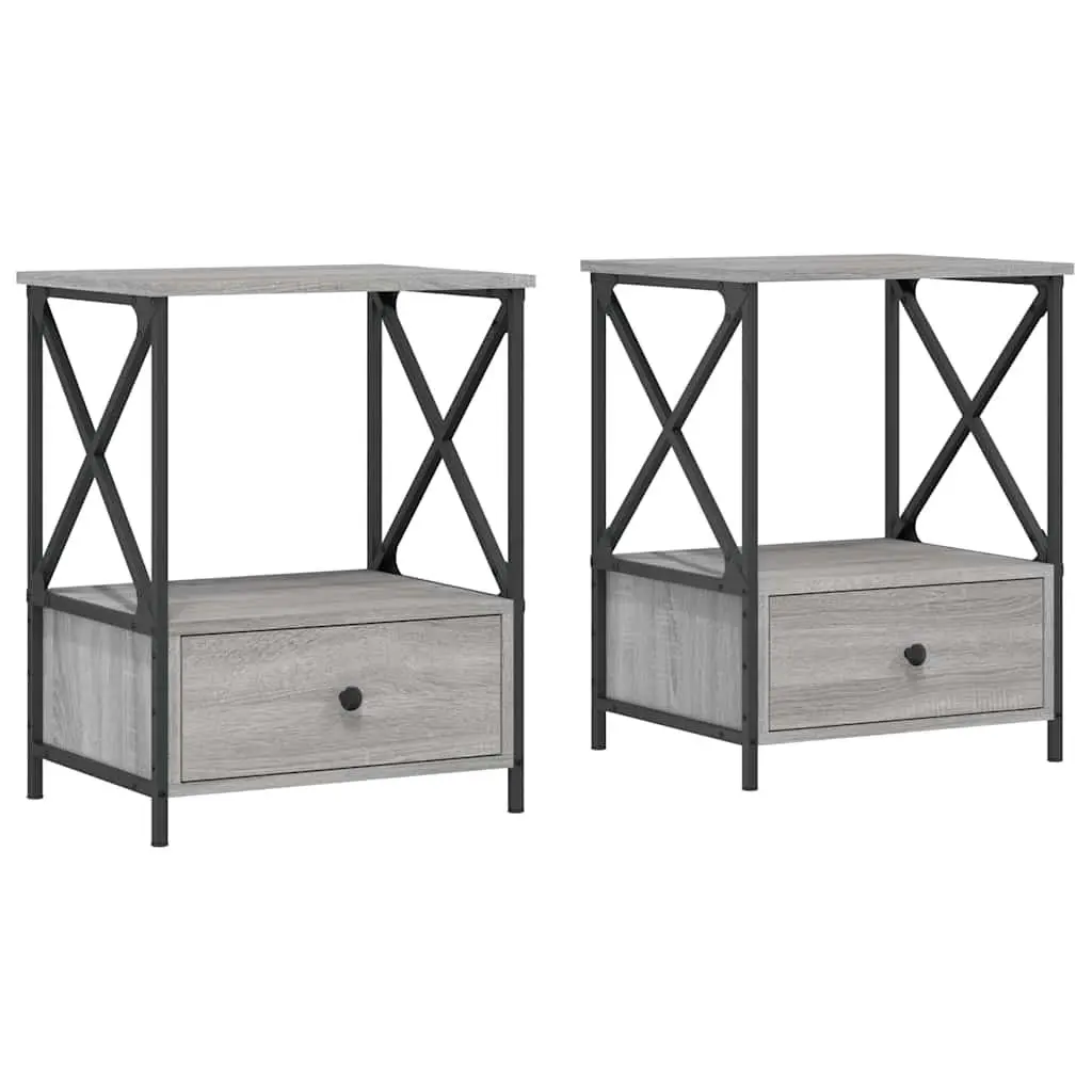 Bedside Tables Grey Sonoma 50x41x65 cm Engineered Wood Nightstand 2 pcs