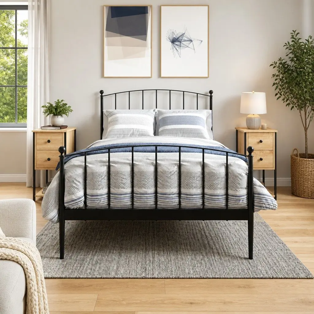 Bedside Cabinets Brown 2 Piece Storage Tables Engineered Wood