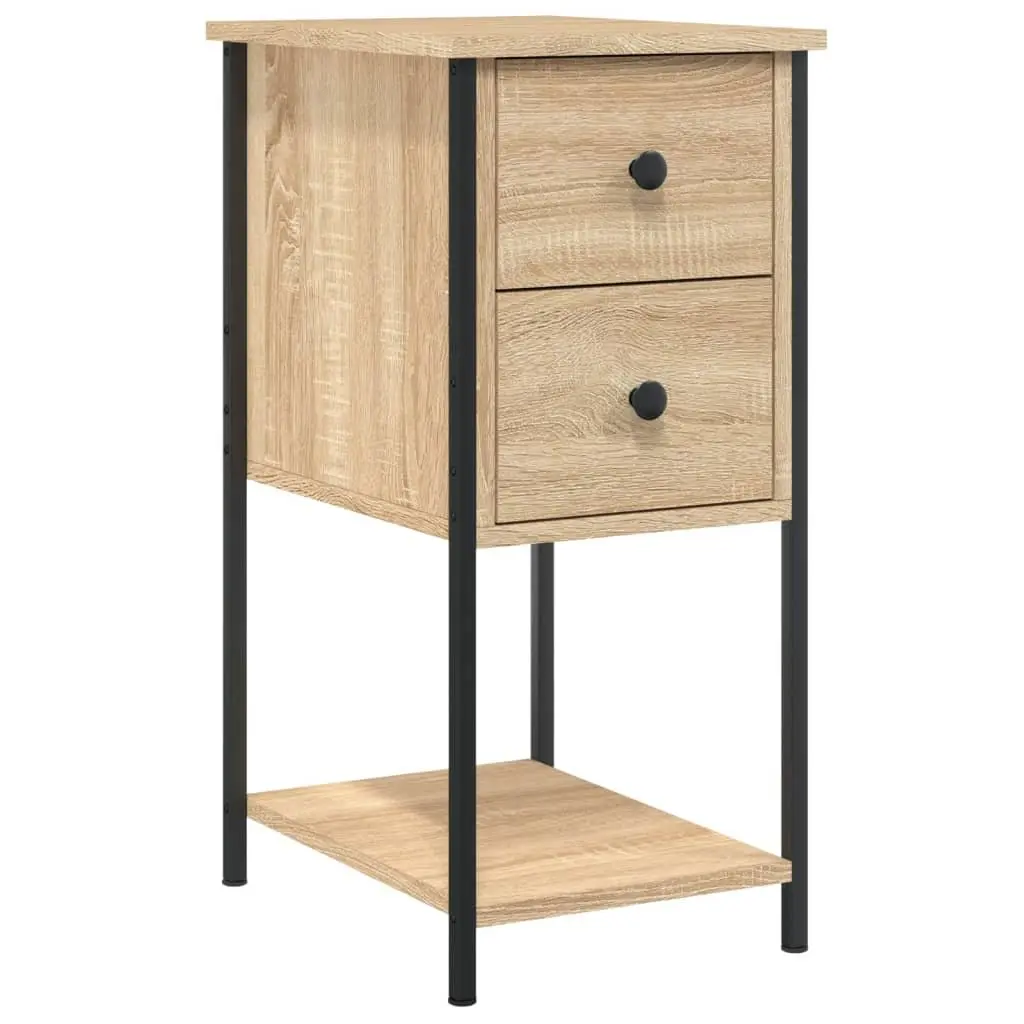 Bedside Cabinets Brown 2 Piece Storage Tables Engineered Wood