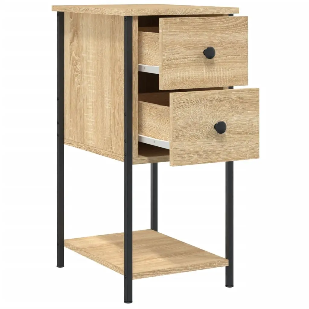 Bedside Cabinets Brown 2 Piece Storage Tables Engineered Wood