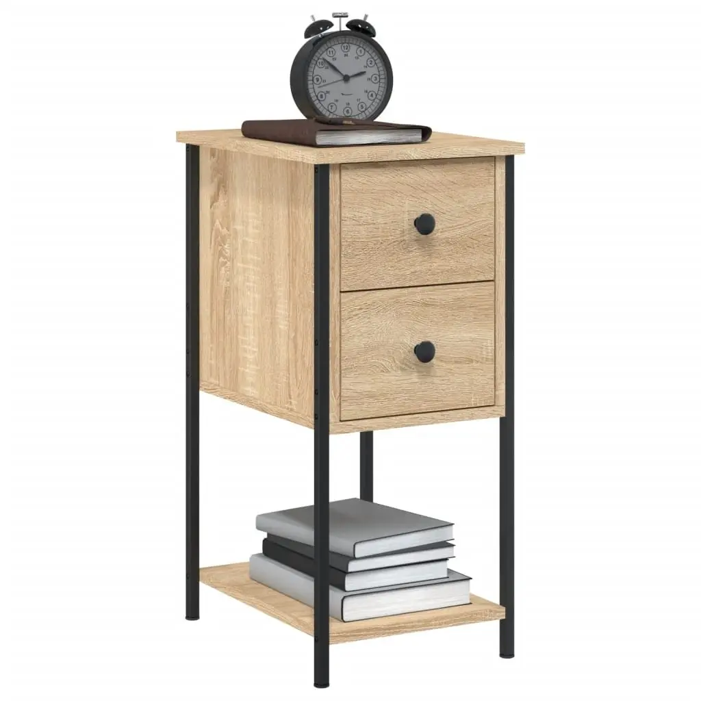Bedside Cabinets Brown 2 Piece Storage Tables Engineered Wood