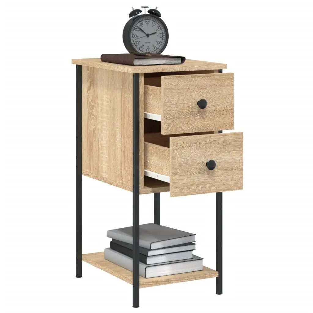 Bedside Cabinets Brown 2 Piece Storage Tables Engineered Wood