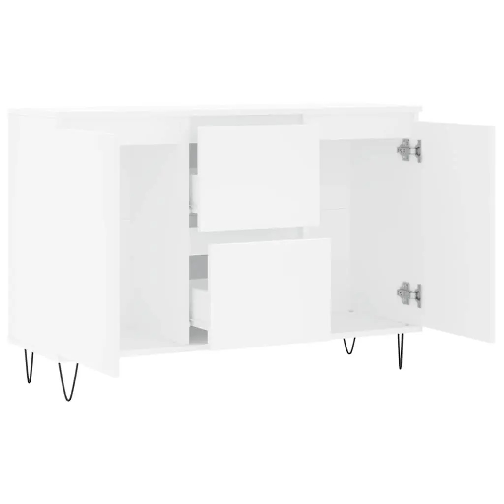 Sideboard White 101.5x35x70 cm Engineered Wood Storage Cabinet Buffet Furniture