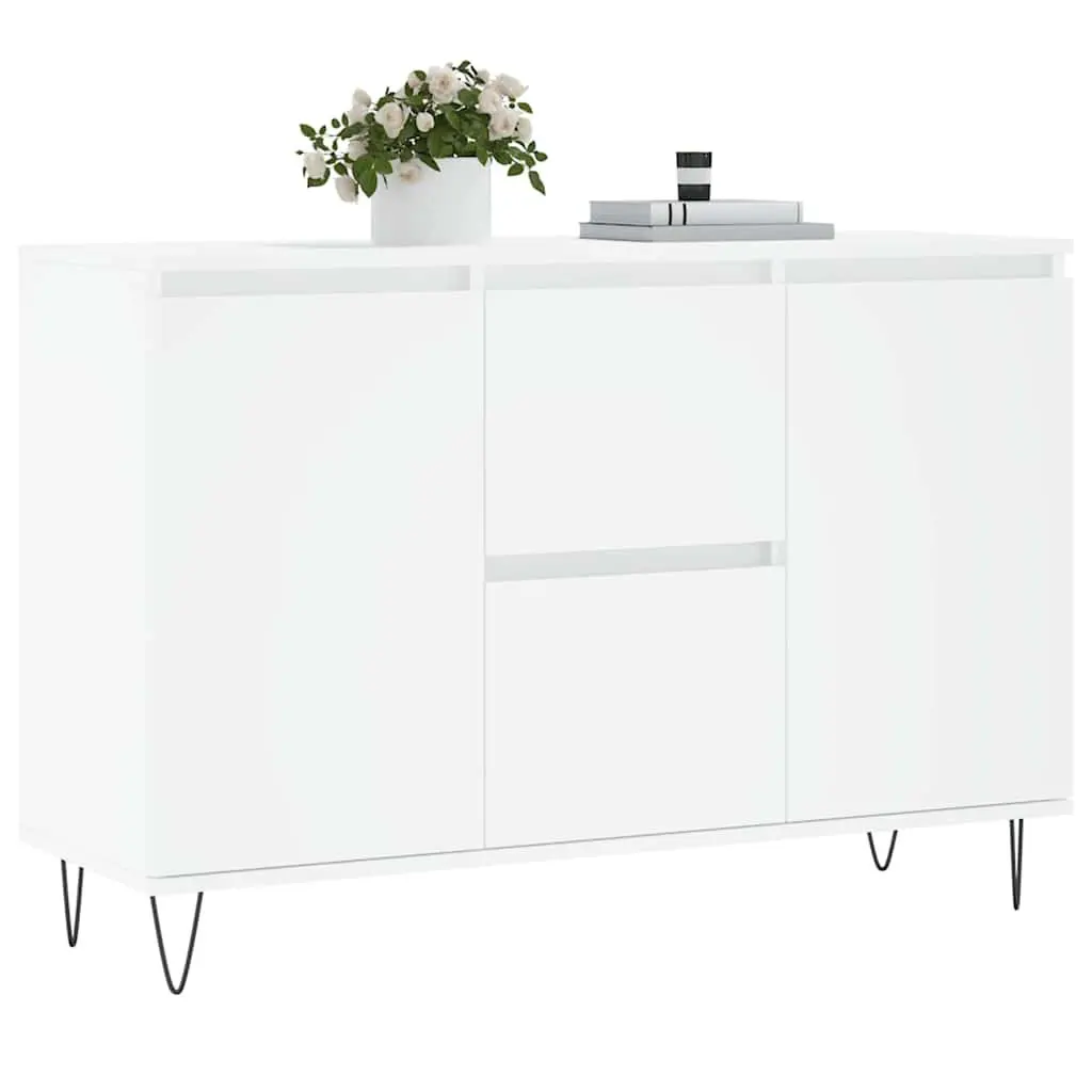 Sideboard White 101.5x35x70 cm Engineered Wood Storage Cabinet Buffet Furniture