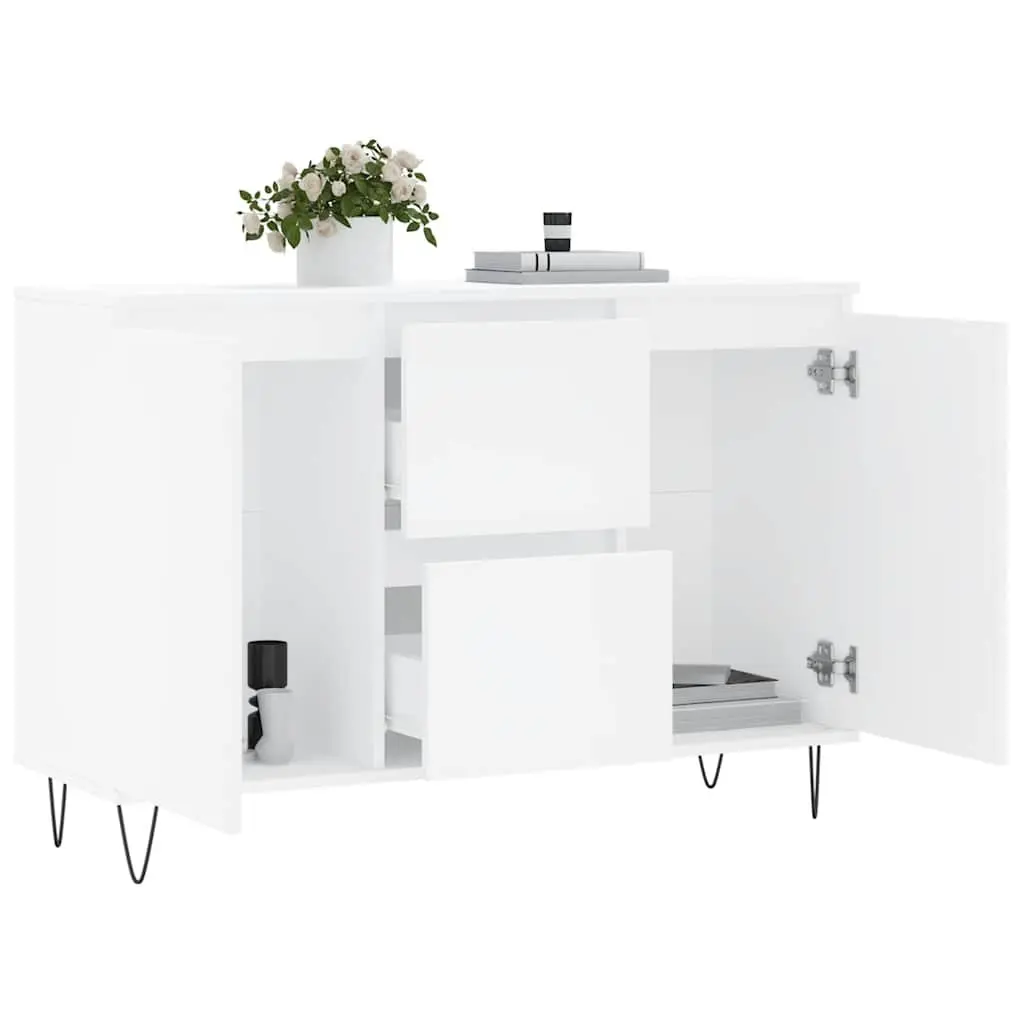 Sideboard White 101.5x35x70 cm Engineered Wood Storage Cabinet Buffet Furniture
