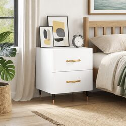 White Nightstand with Storage Drawers for Bedrooms