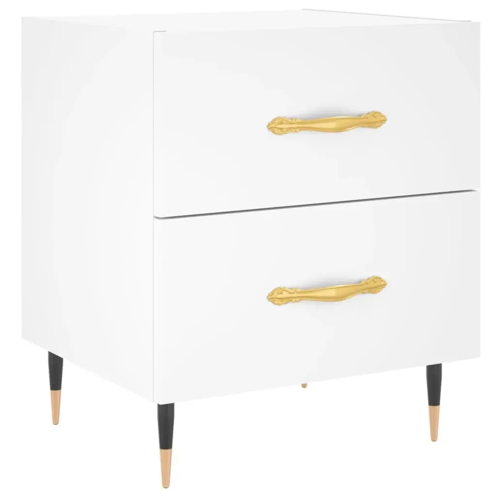 White Nightstand with Storage Drawers for Bedrooms