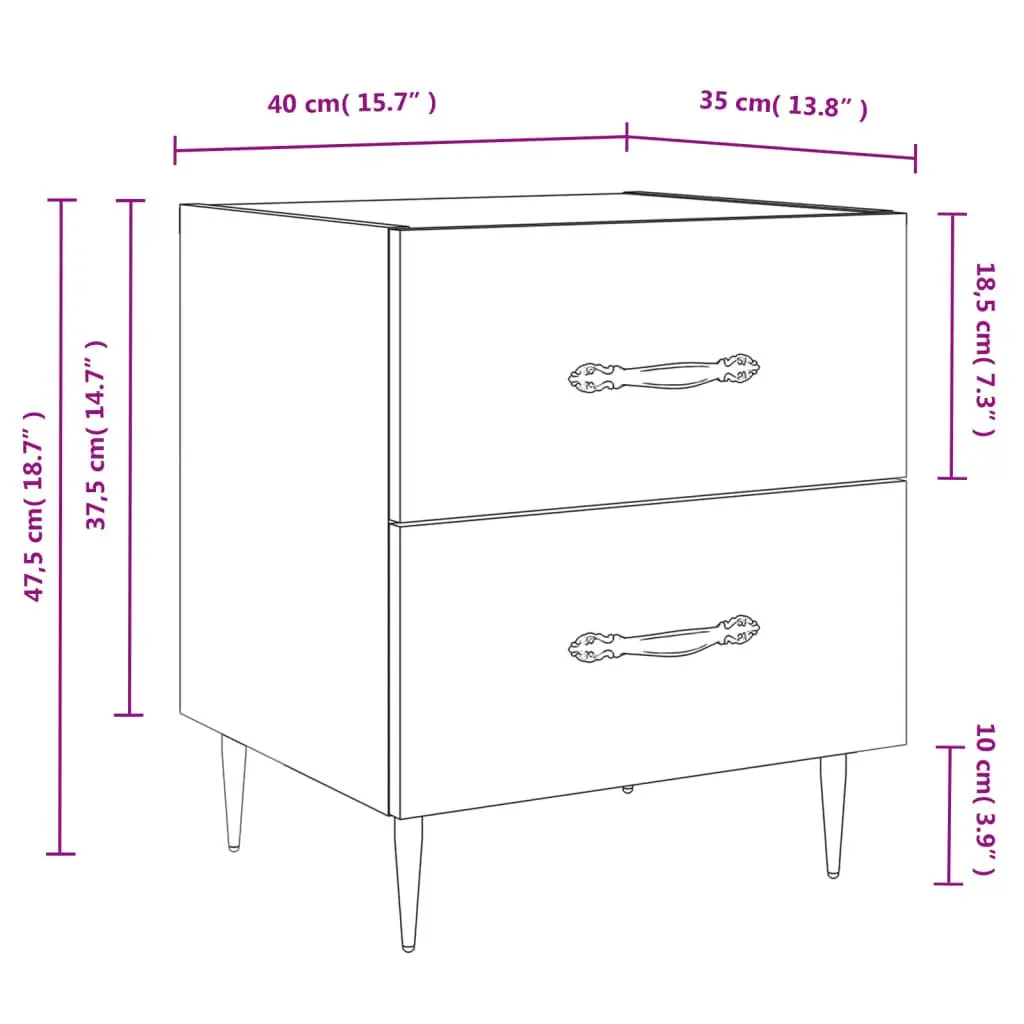 White Nightstand with Storage Drawers for Bedrooms
