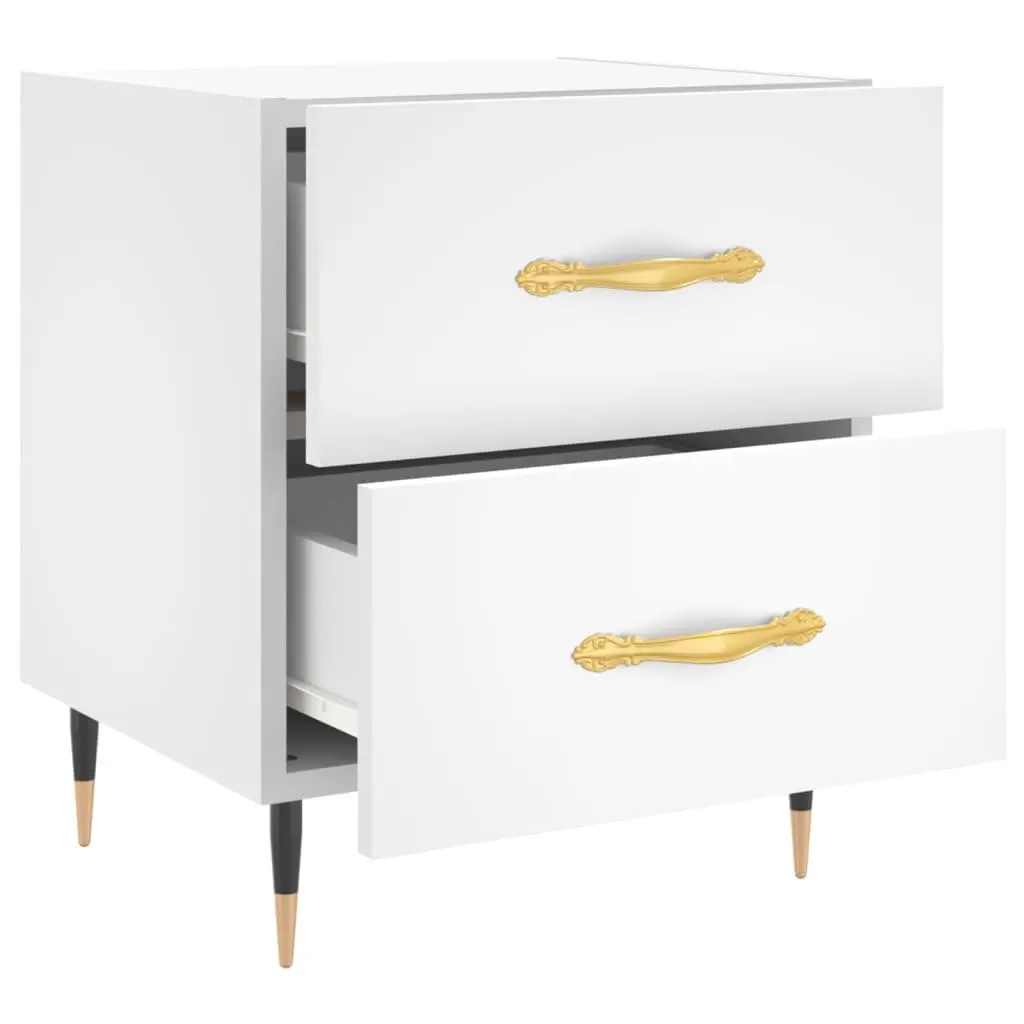 White Nightstand with Storage Drawers for Bedrooms
