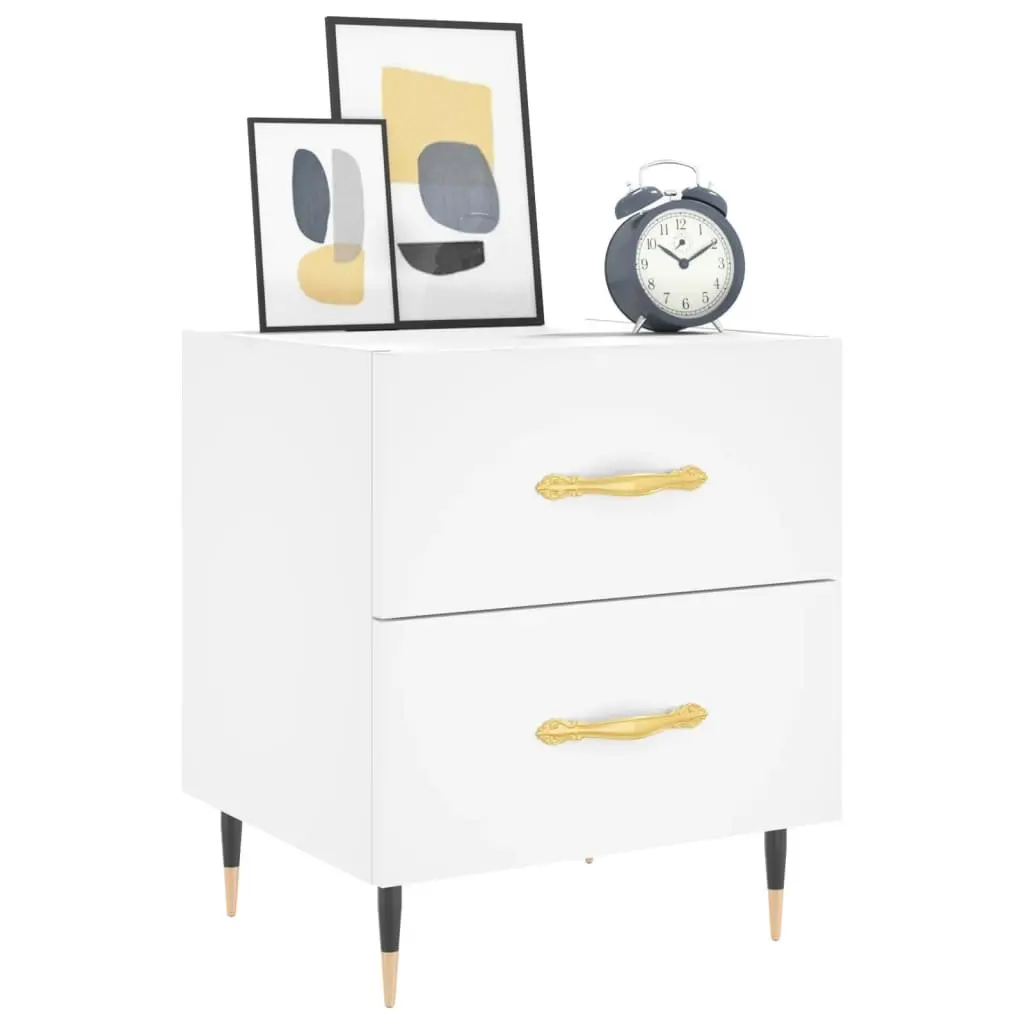White Nightstand with Storage Drawers for Bedrooms