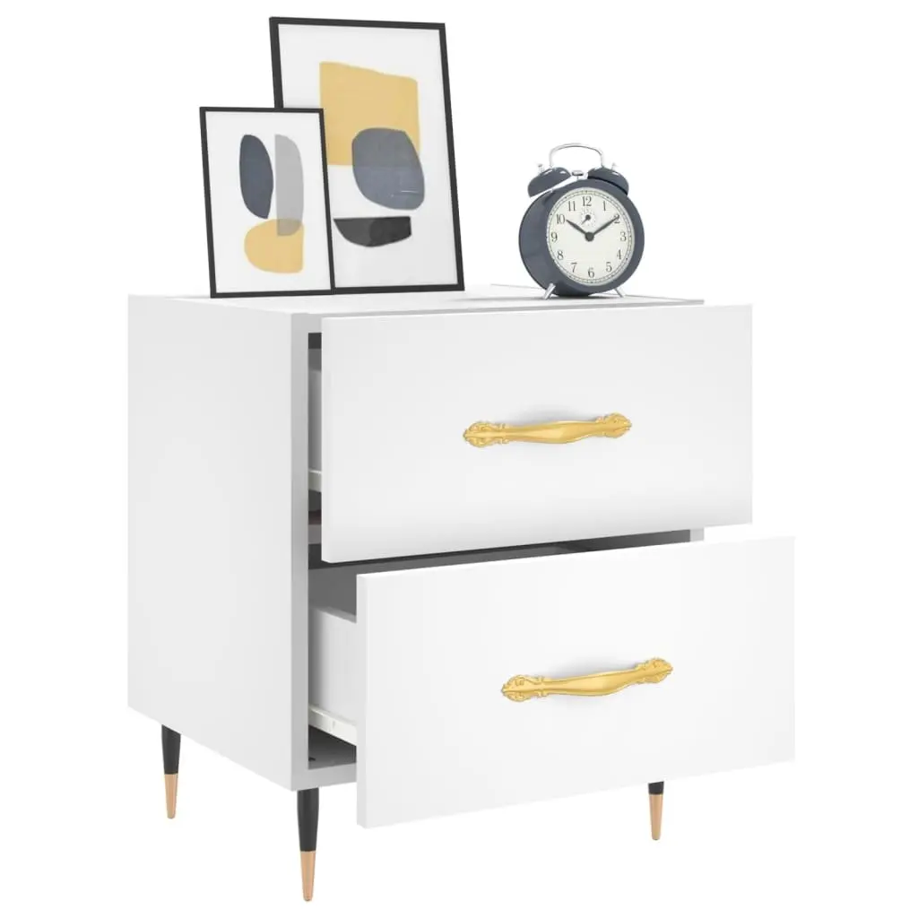 White Nightstand with Storage Drawers for Bedrooms
