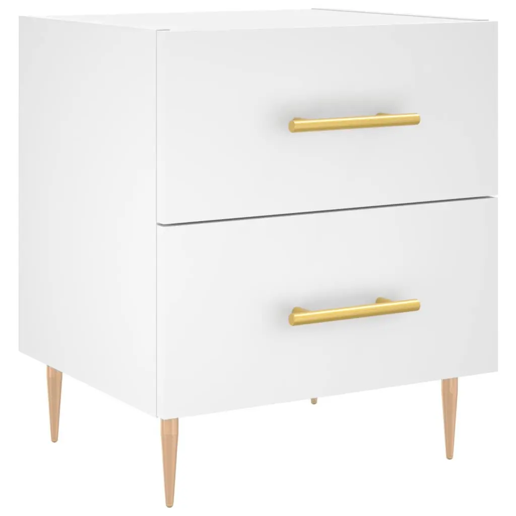 Bedside Cabinet White Engineered Wood Nightstand Bedroom Storage Table