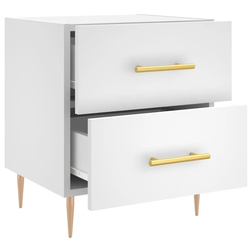 Bedside Cabinet White Engineered Wood Nightstand Bedroom Storage Table
