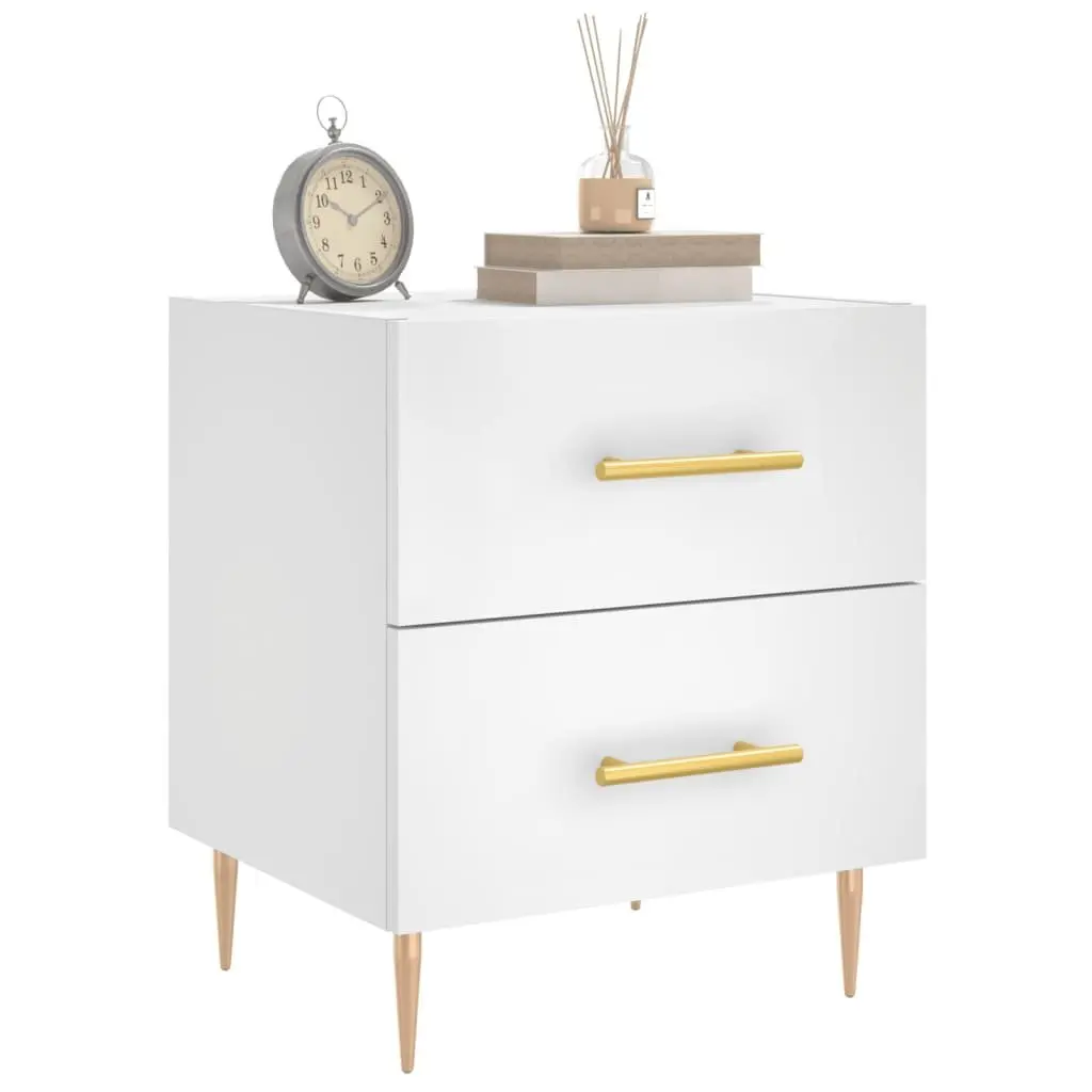 Bedside Cabinet White Engineered Wood Nightstand Bedroom Storage Table