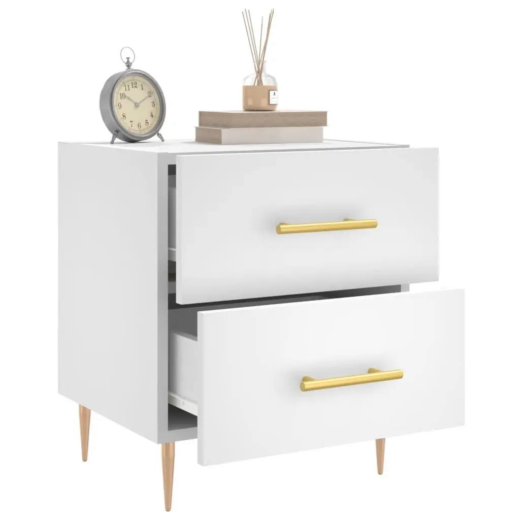 Bedside Cabinet White Engineered Wood Nightstand Bedroom Storage Table