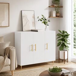 White Sideboard 90x34x80 cm Modern Storage Cabinet