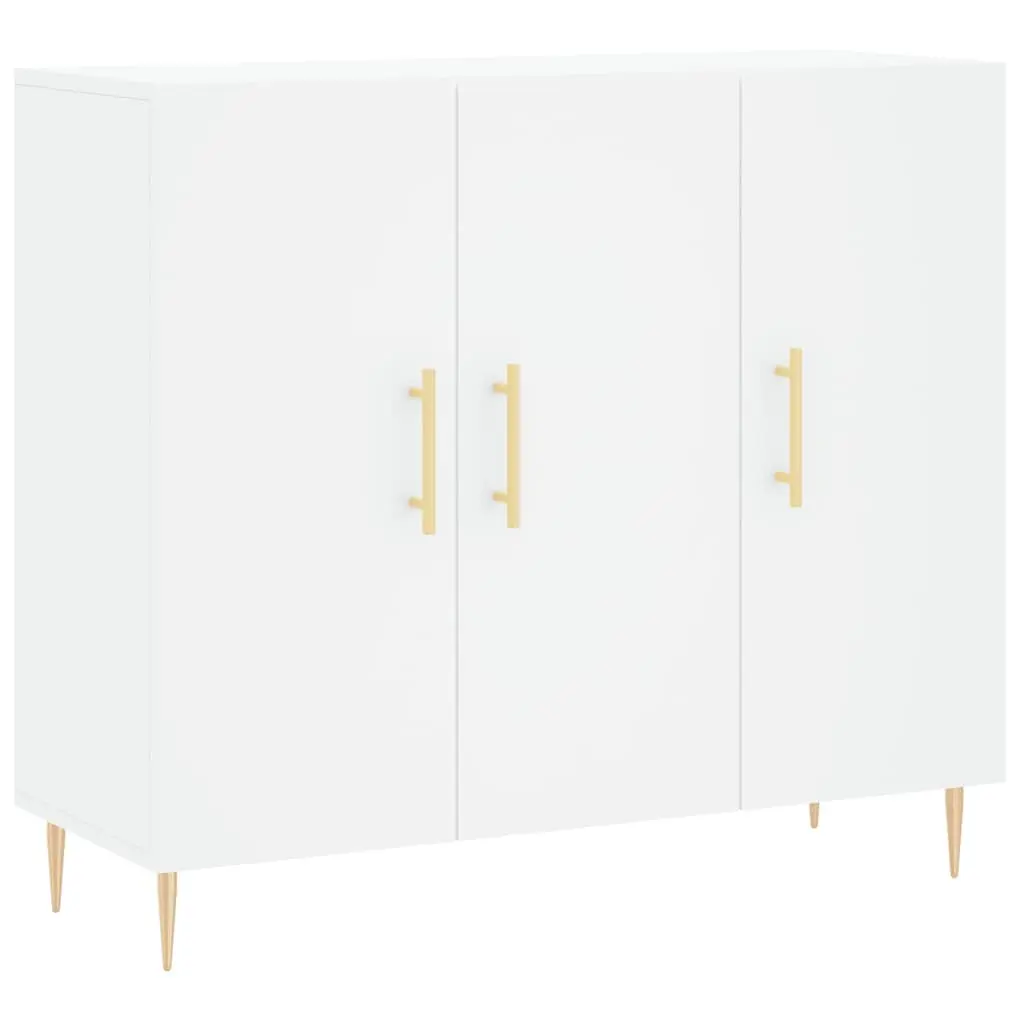 Sideboard White 90x34x80 cm Modern Engineered Wood Metal Legs
