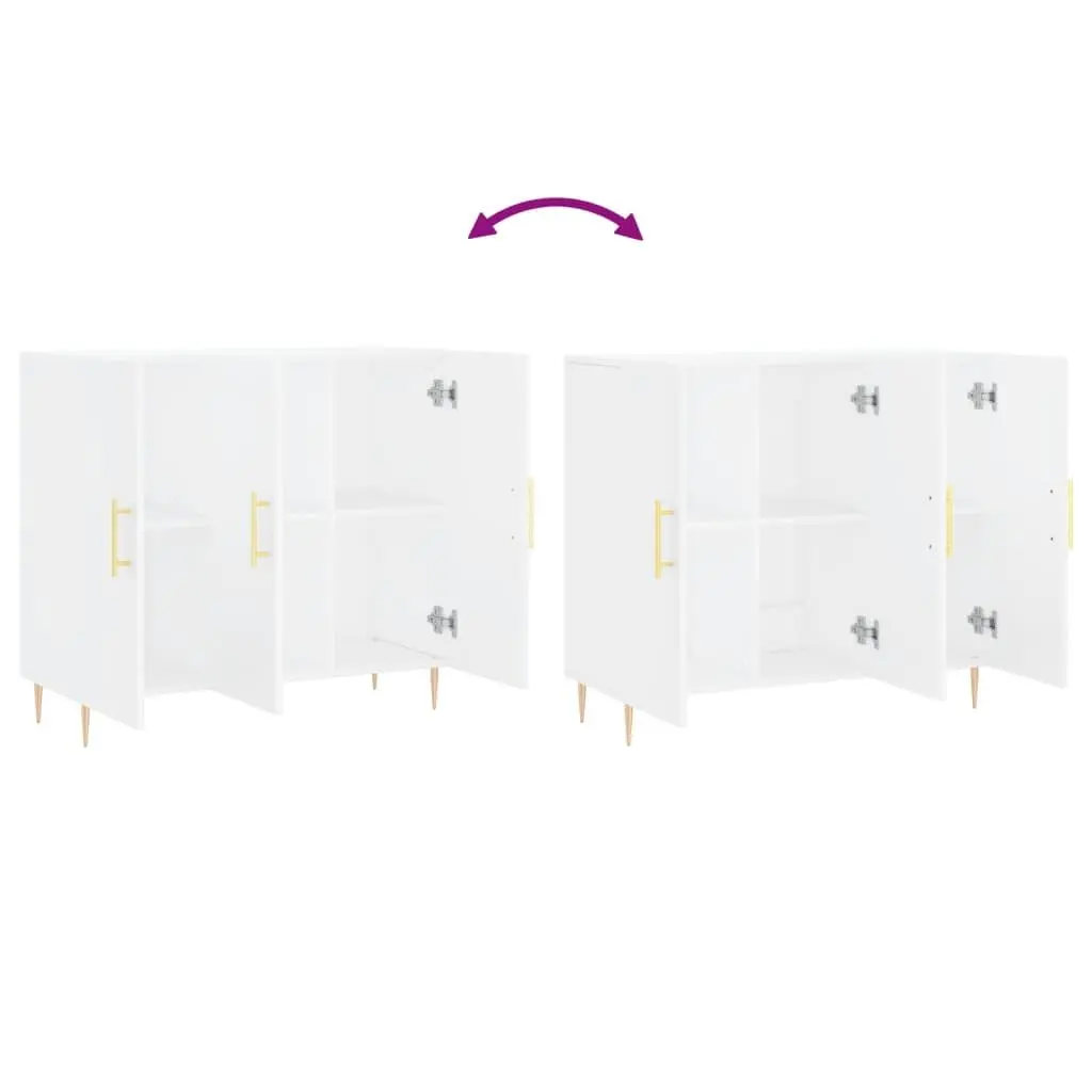 Sideboard White 90x34x80 cm Modern Engineered Wood Metal Legs