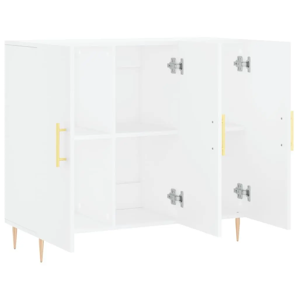 Sideboard White 90x34x80 cm Modern Engineered Wood Metal Legs