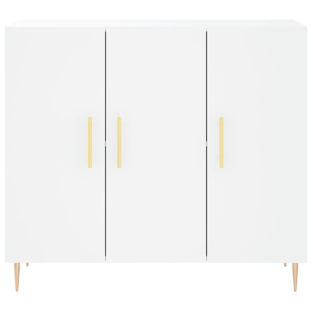 Sideboard White 90x34x80 cm Modern Engineered Wood Metal Legs