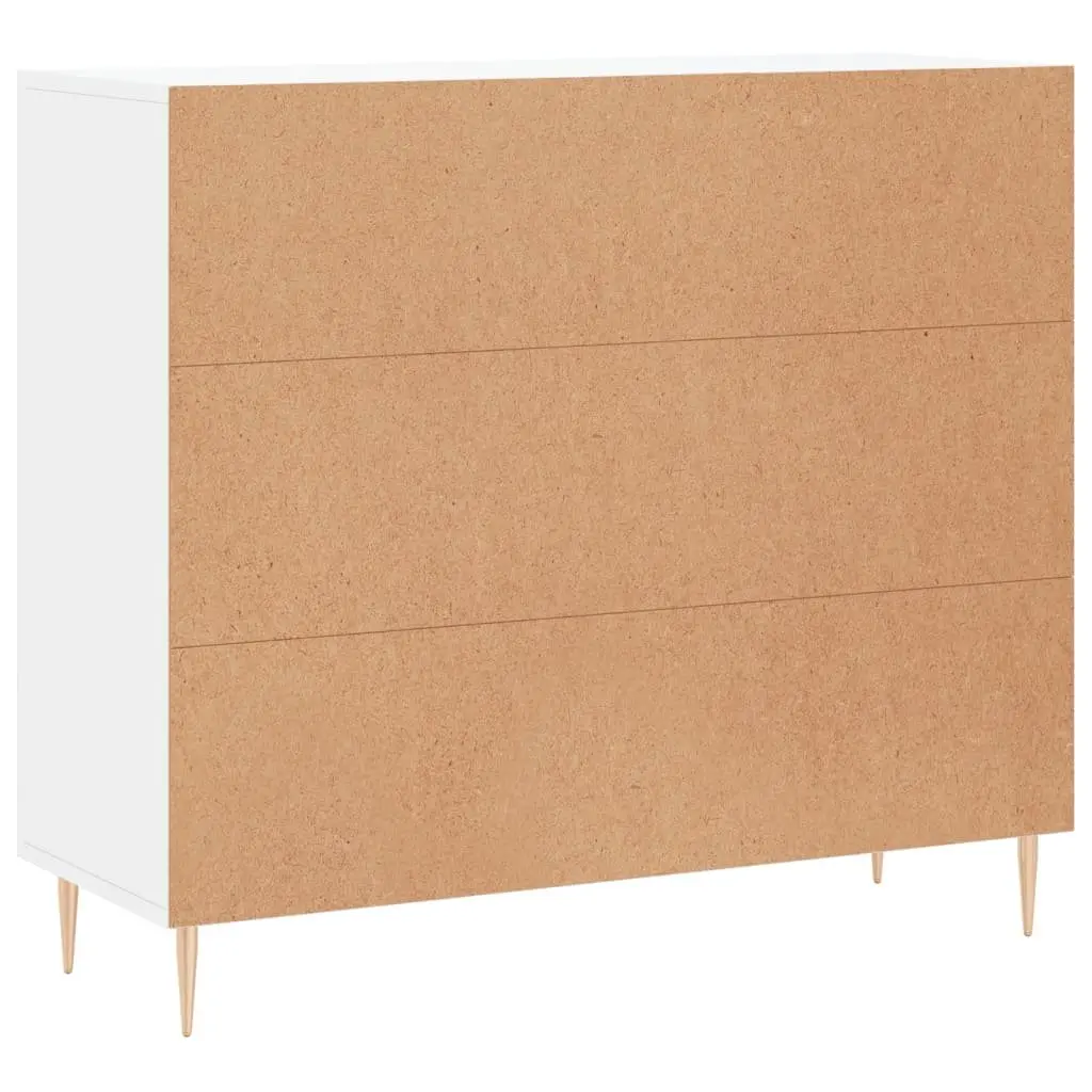 Sideboard White 90x34x80 cm Modern Engineered Wood Metal Legs