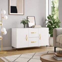 Elegant White Storage Sideboard with Metal Legs