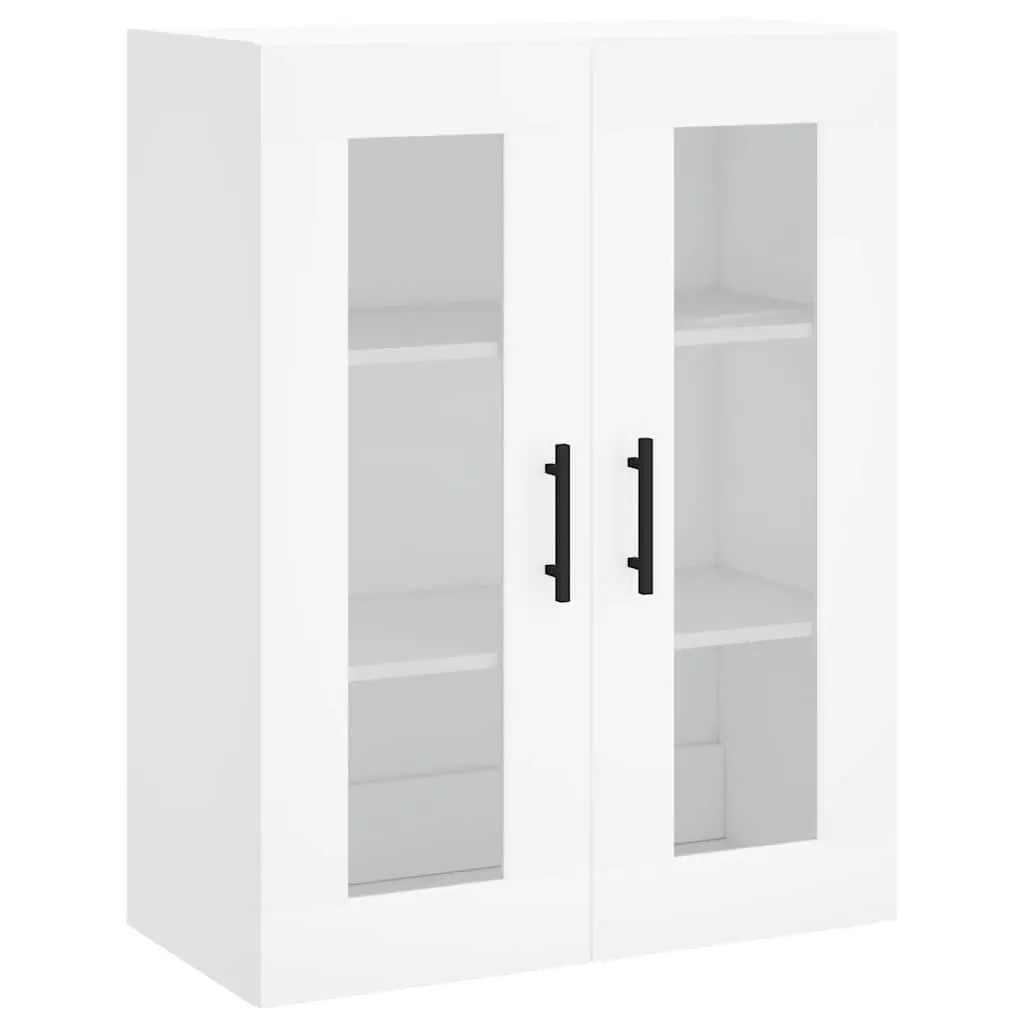White Wall Mounted Storage Cabinet with Glass Door