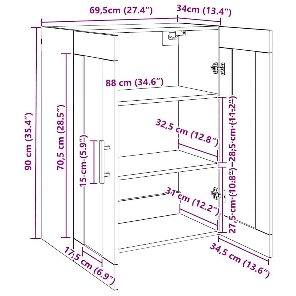 White Wall Mounted Storage Cabinet with Glass Door