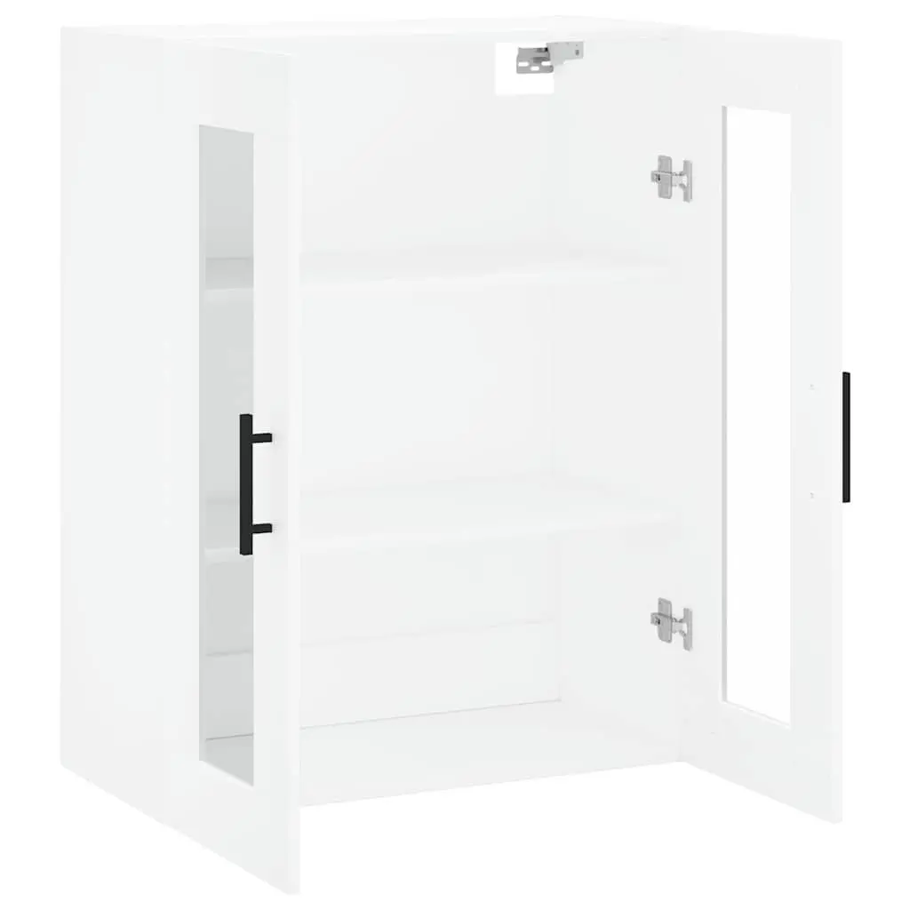 White Wall Mounted Storage Cabinet with Glass Door