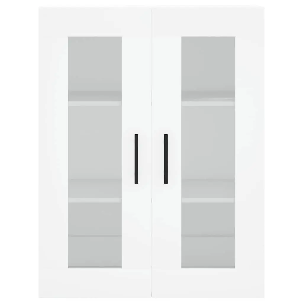 White Wall Mounted Storage Cabinet with Glass Door