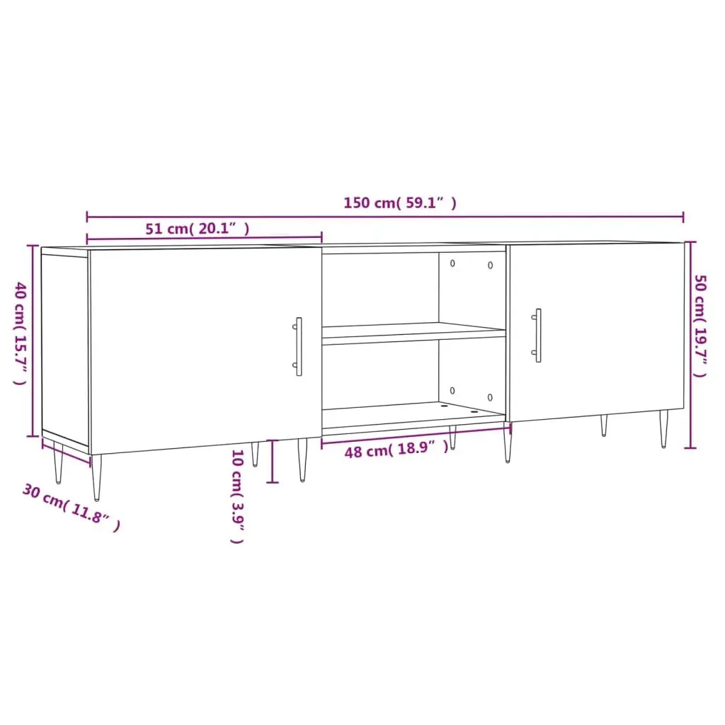 White TV Cabinet Storage Unit in Engineered Wood