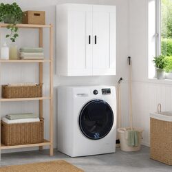 Elegant White Wall-Mounted Storage Cabinet with 3 Compartments