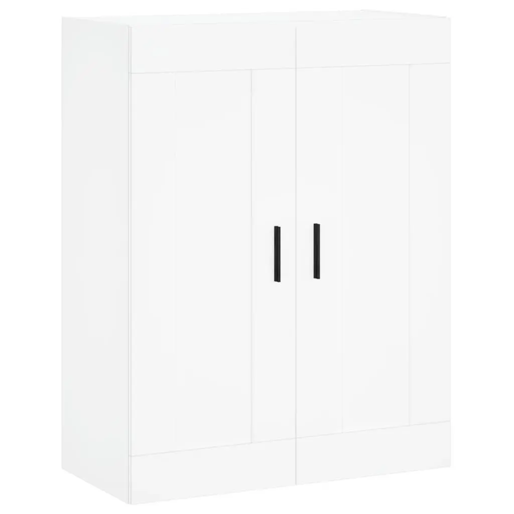 Wall Mounted Cabinet White Engineered Wood 3 Compartment 2 Door Storage Organiser