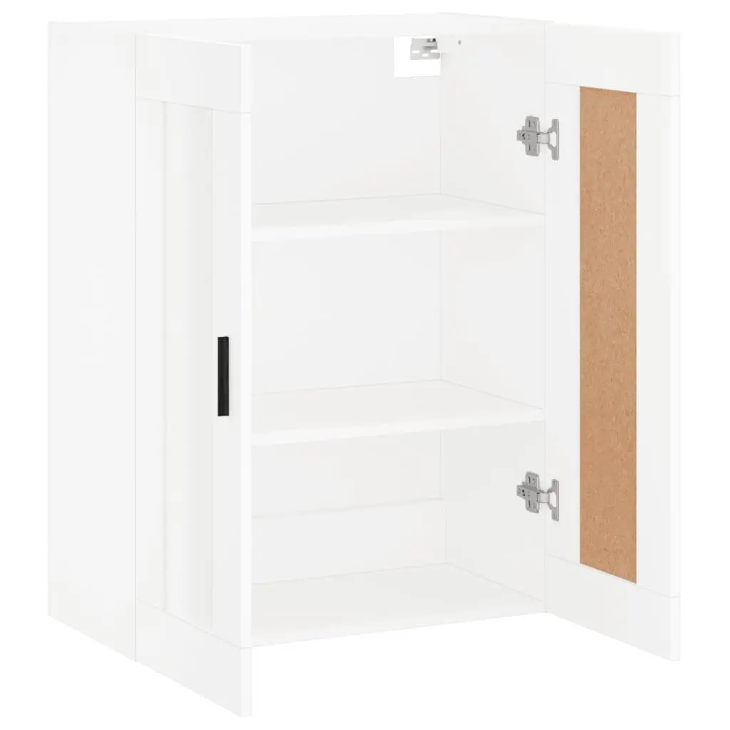 Wall Mounted Cabinet White Engineered Wood 3 Compartment 2 Door Storage Organiser