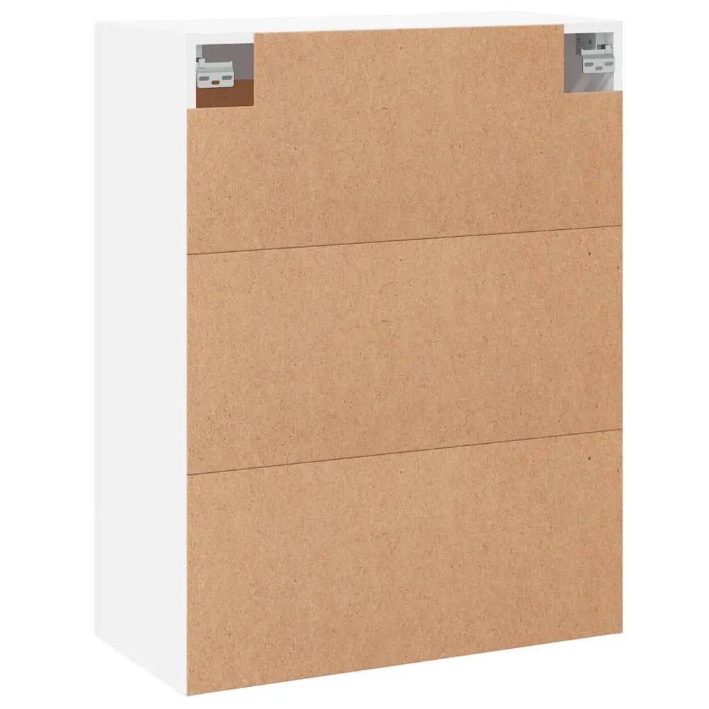 Wall Mounted Cabinet White Engineered Wood 3 Compartment 2 Door Storage Organiser