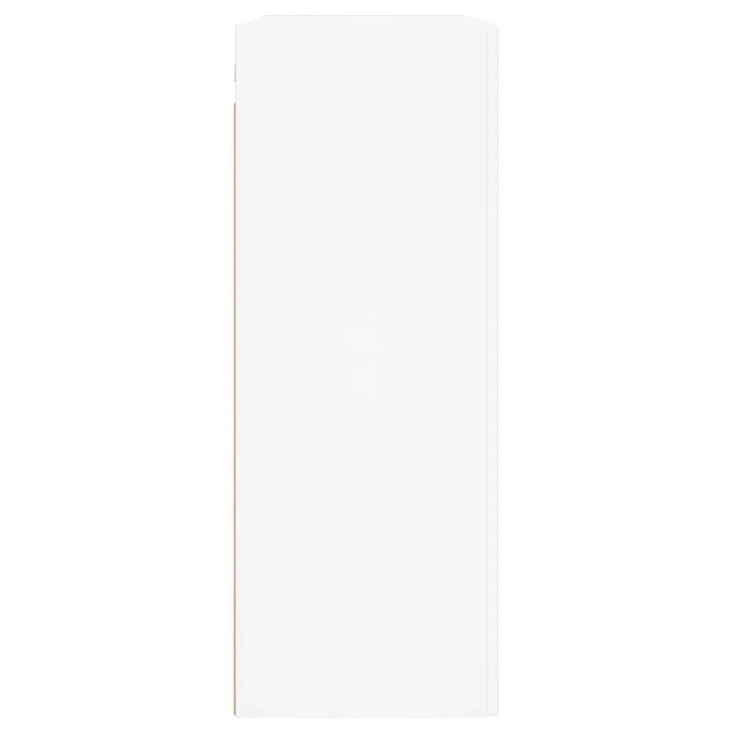 Wall Mounted Cabinet White Engineered Wood 3 Compartment 2 Door Storage Organiser