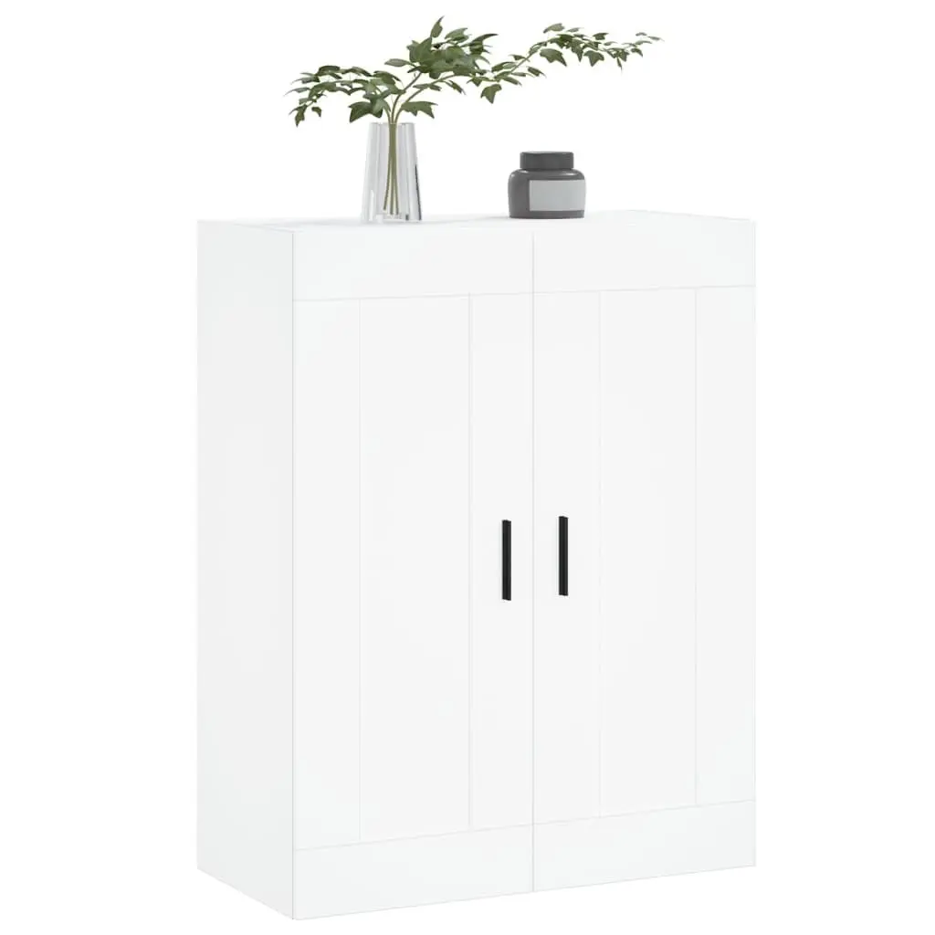 Wall Mounted Cabinet White Engineered Wood 3 Compartment 2 Door Storage Organiser