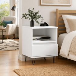 White Bedside Cabinet 40x35x50cm with Drawer
