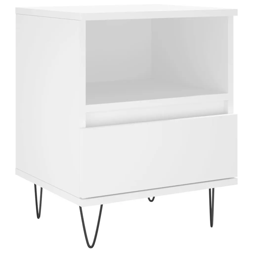 Bedside Cabinet White 40x35x50cm Engineered Wood Nightstand Drawer Storage Table