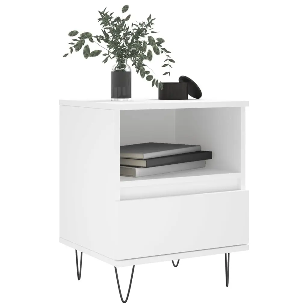 Bedside Cabinet White 40x35x50cm Engineered Wood Nightstand Drawer Storage Table