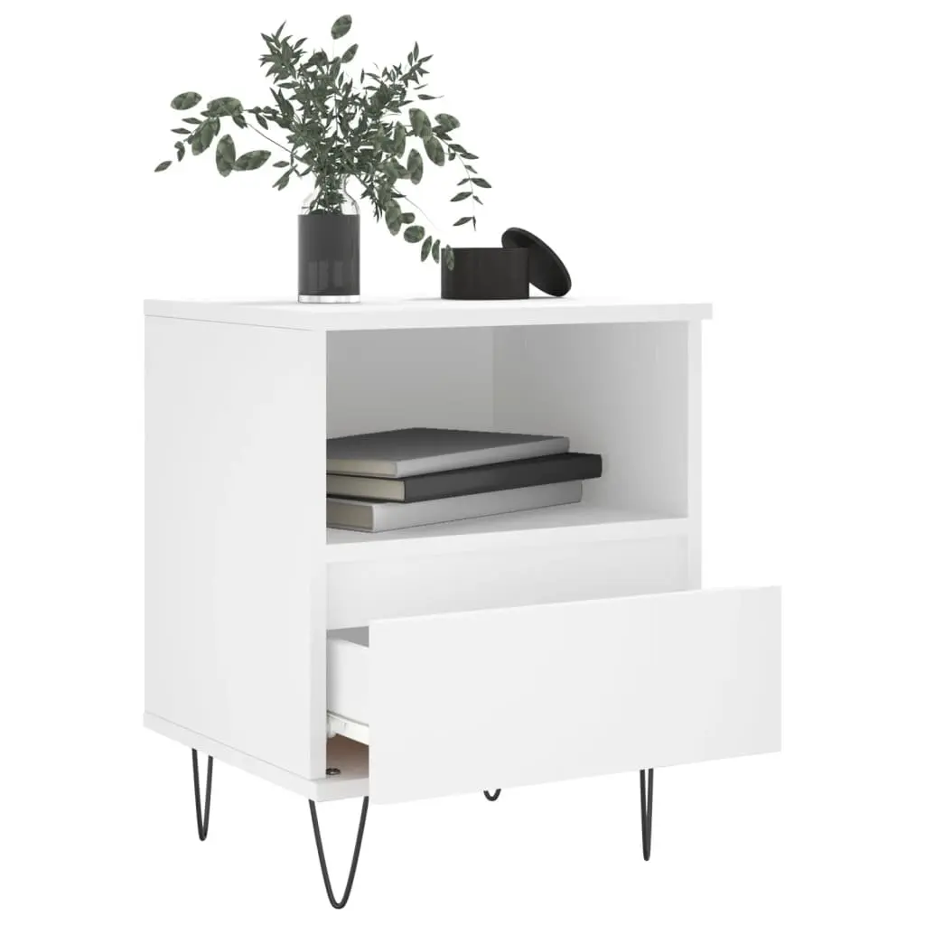 Bedside Cabinet White 40x35x50cm Engineered Wood Nightstand Drawer Storage Table