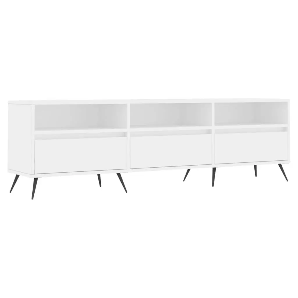 TV Cabinet White 150x30x44.5 cm Engineered Wood Storage Unit with 6 Compartments