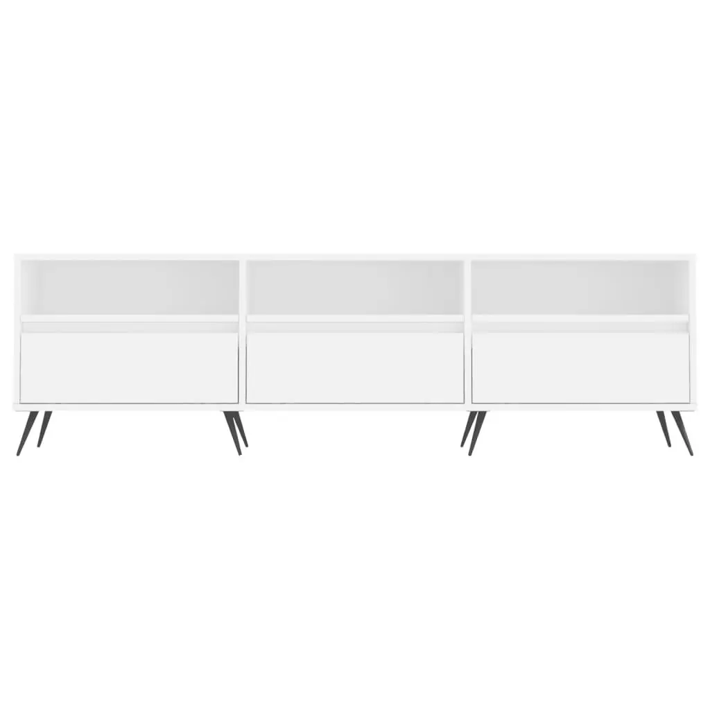 TV Cabinet White 150x30x44.5 cm Engineered Wood Storage Unit with 6 Compartments
