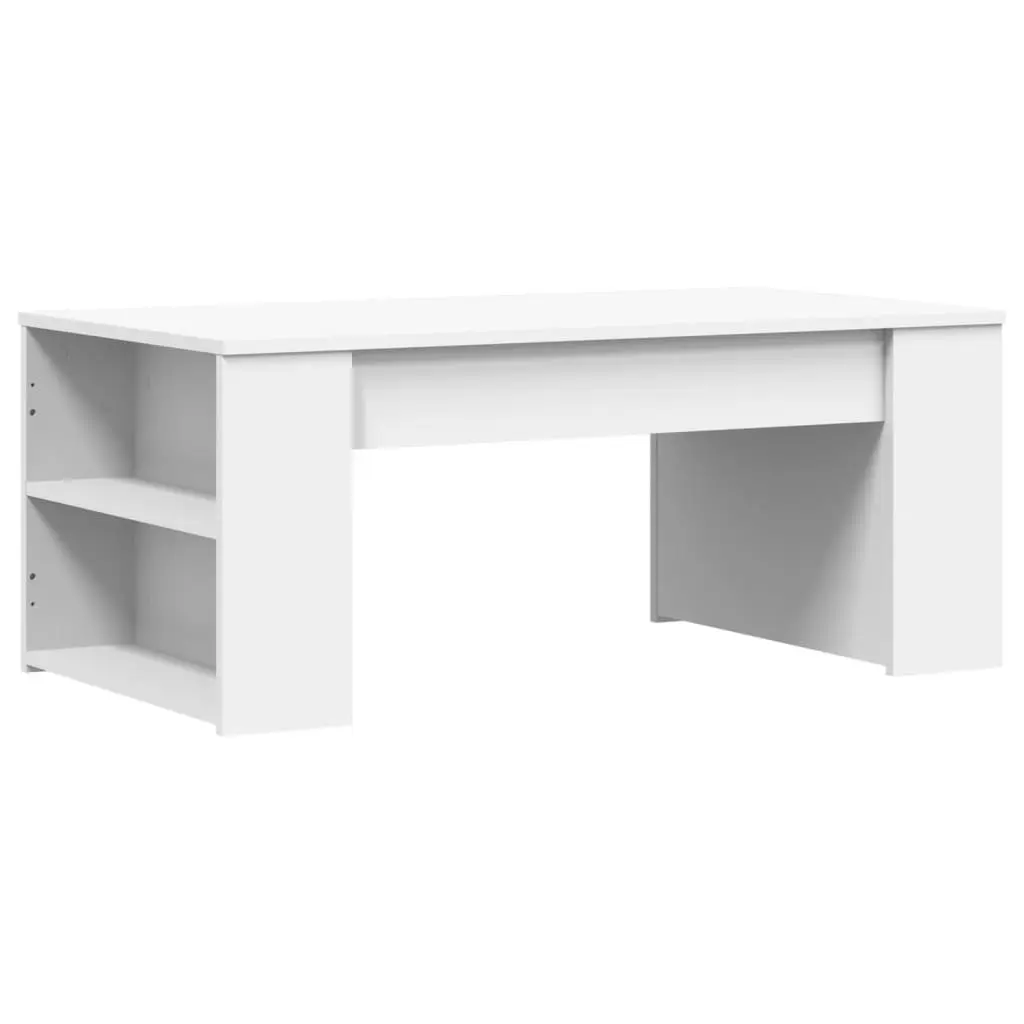 White Coffee Table with Storage Compartment Living Room Accent Furniture