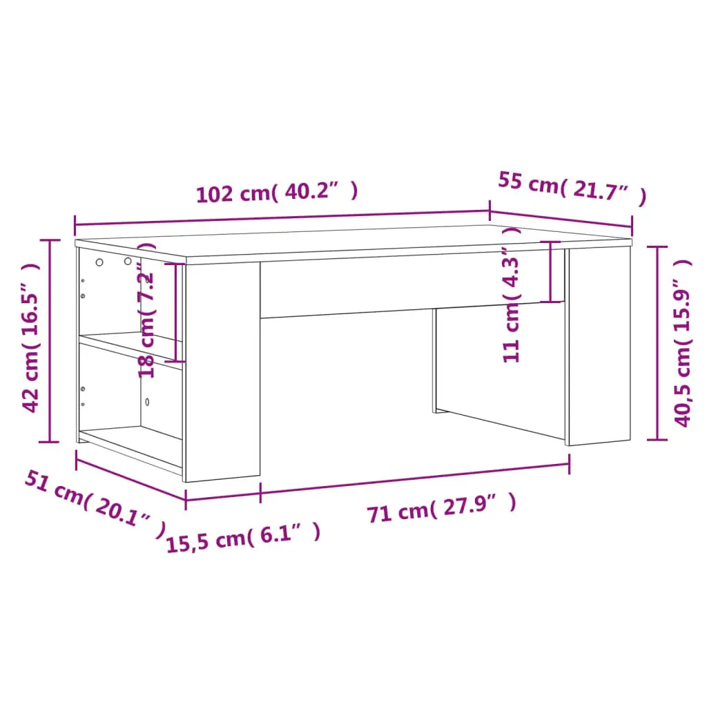 White Coffee Table with Storage Compartment Living Room Accent Furniture