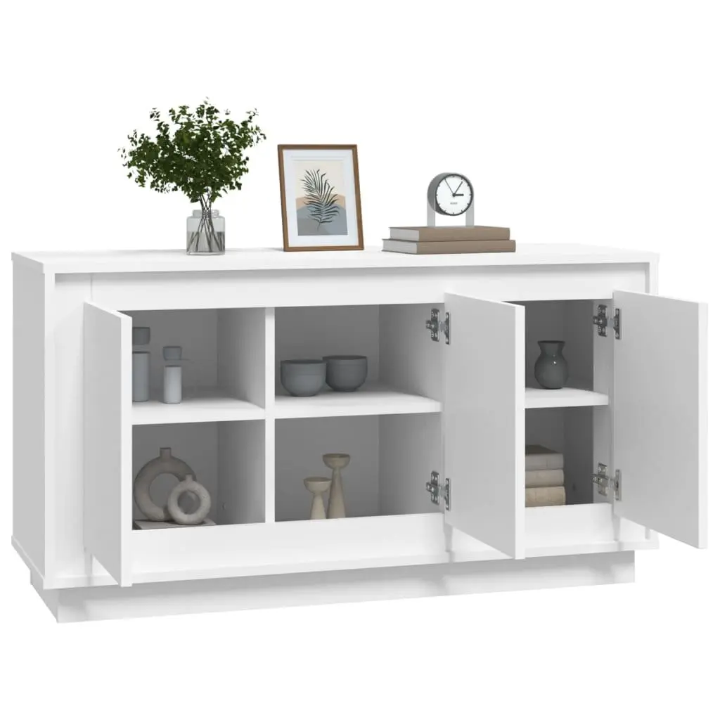 White Sideboard with 6 Compartments 102x35x55 cm